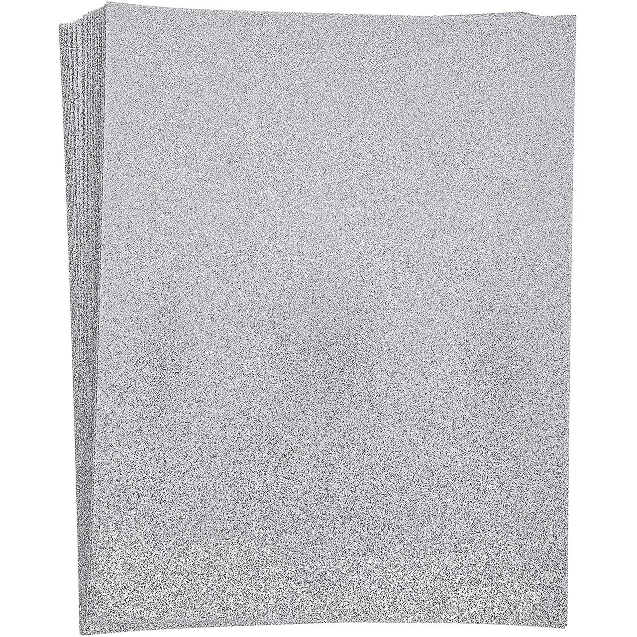 Paper Junkie Silver Glitter Craft Paper, Single Sided, 8.5 x 11 Inches (24 Sheets)